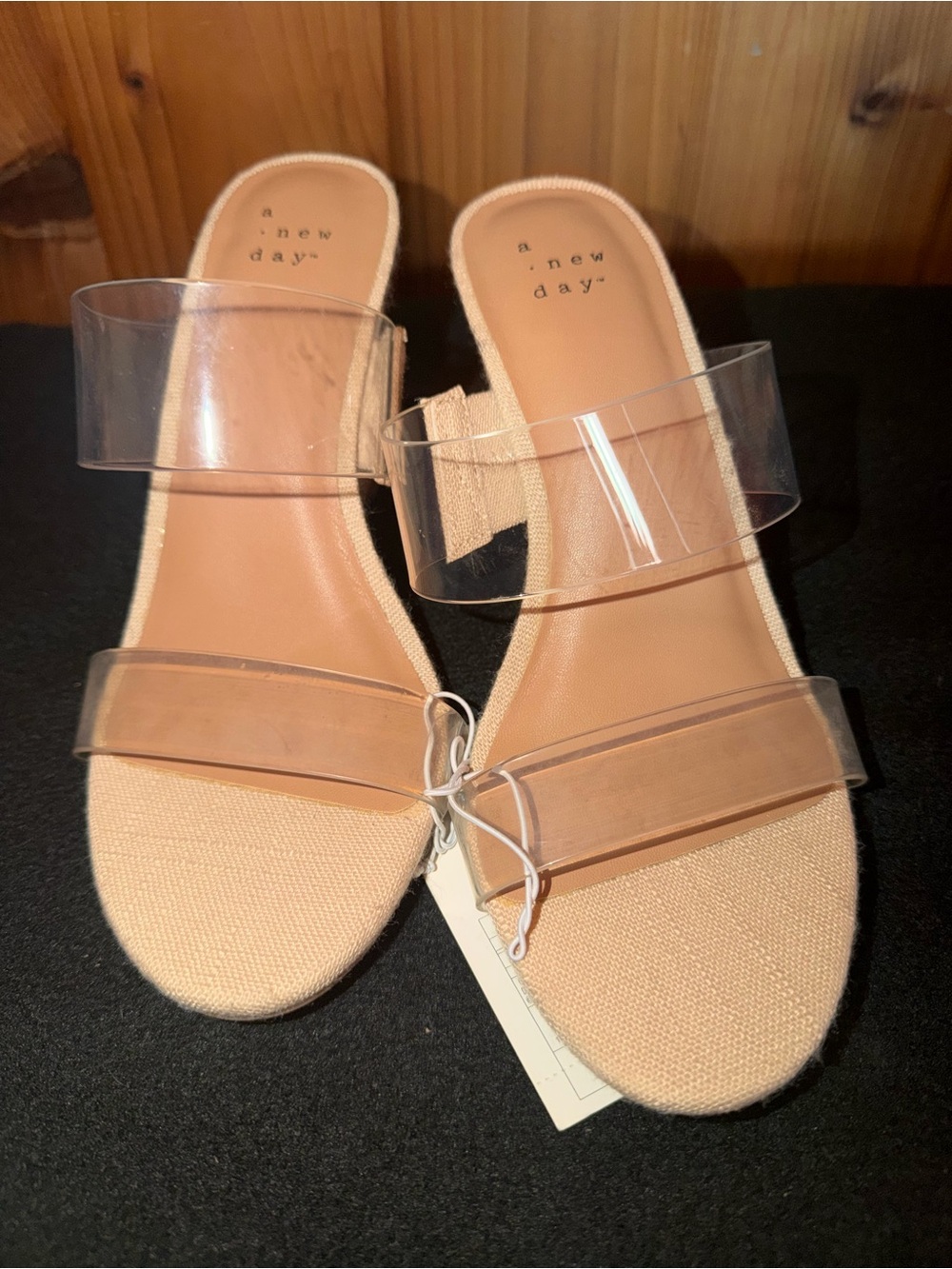 A New Day Clear Straps Espadrille Style Wedge Heels in Nude - Picture 11 of 13